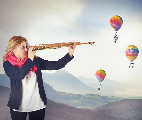 Músico busca inspiração musical — Fotografia de Stock