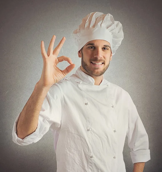 Chef esperto con segno ok — Foto Stock