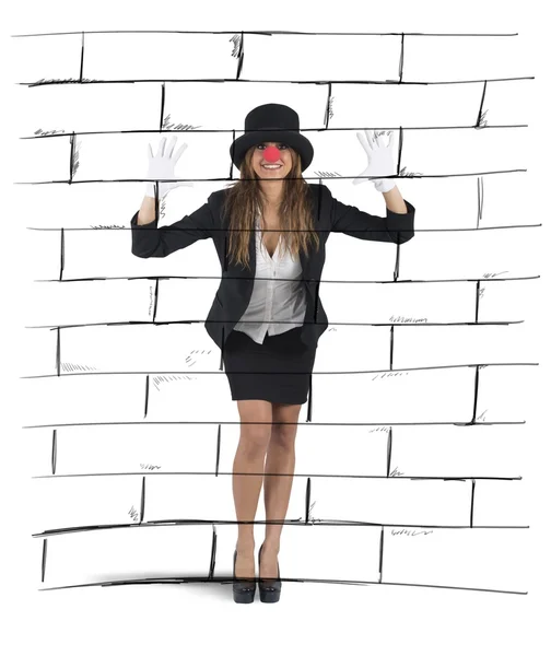 Mime imagining a wall — Stock Photo, Image