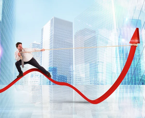 Üzletember erőfeszítéssel felvonók statisztika — Stock Fotó