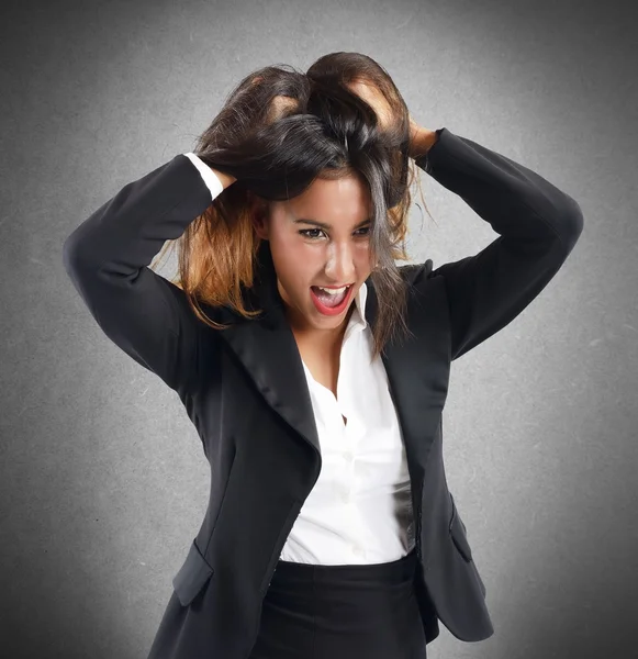 Businesswoman confused for debts — Stock Photo, Image