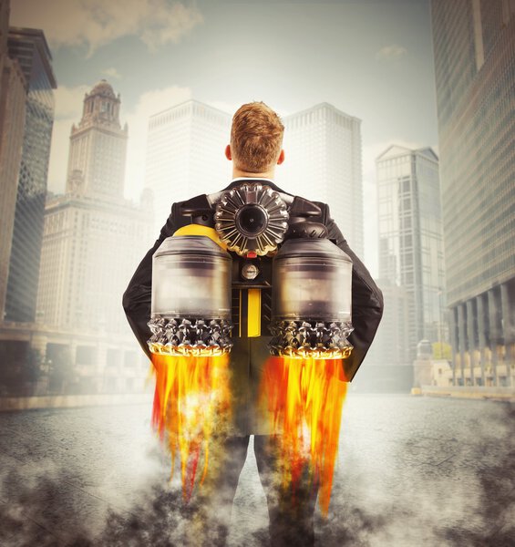 Бизнесмен готов улететь.
