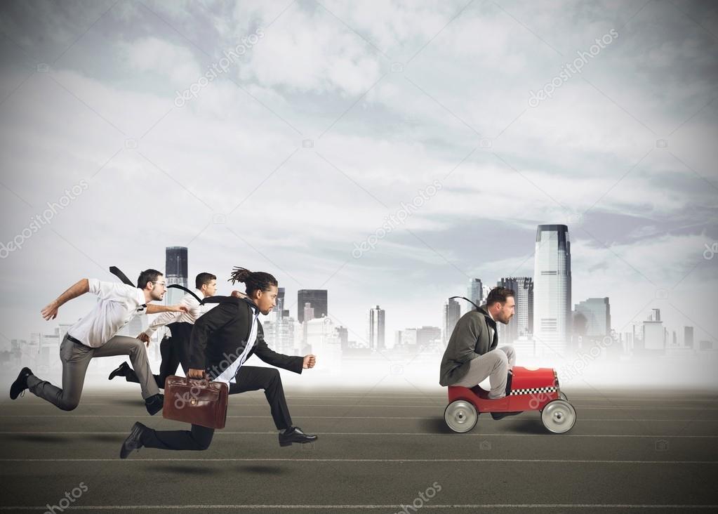 Businesspeople competing in a race