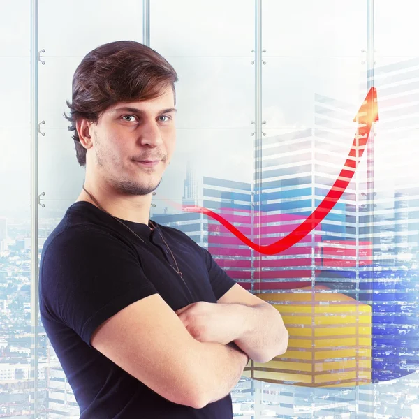 Man satisfied with economic growth — Stock Photo, Image