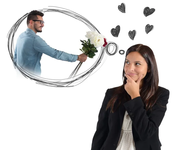 Empresaria pensando en novio —  Fotos de Stock