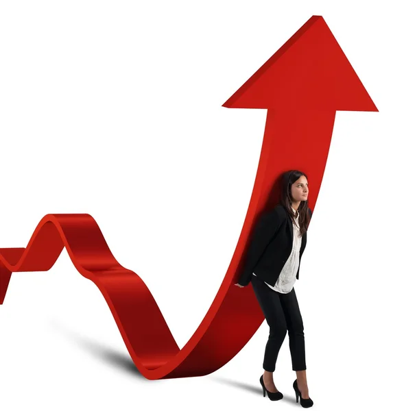 Businesswoman raise statistics — Stock Photo, Image