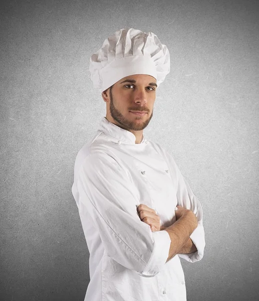 Koken met chef-kok hoed — Stockfoto