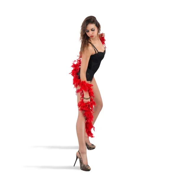 Woman posing with her boa — Stock Photo, Image