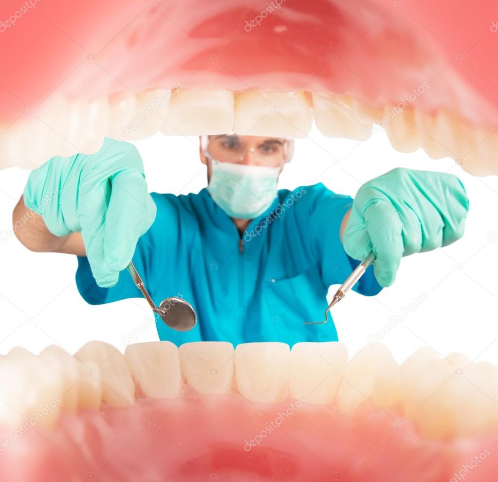 Dentist takes care of the dental plaque