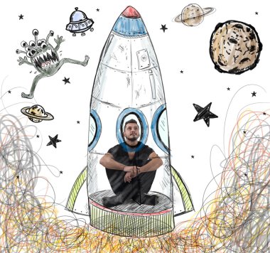 Adam bir astronot olmak hayal
