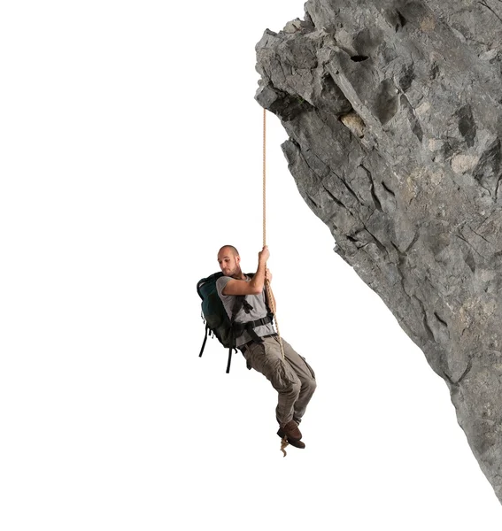 Explorer yükseklik tarafından korkmuş — Stok fotoğraf