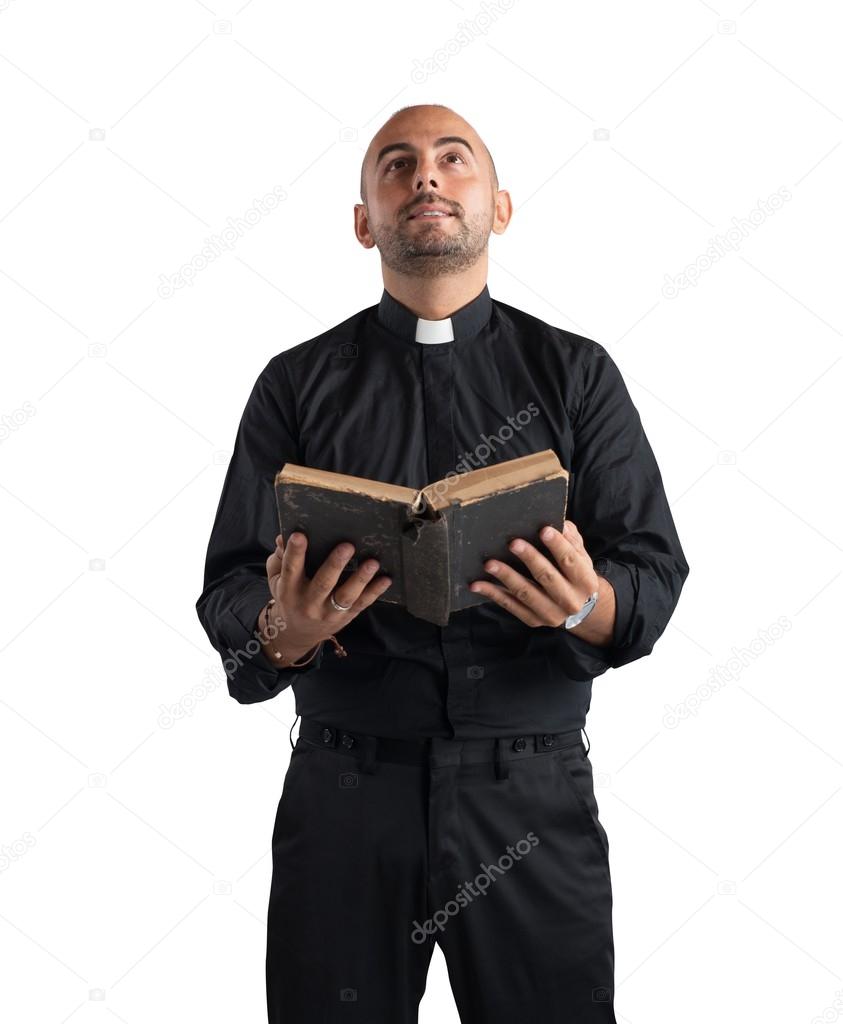 Male priest praying