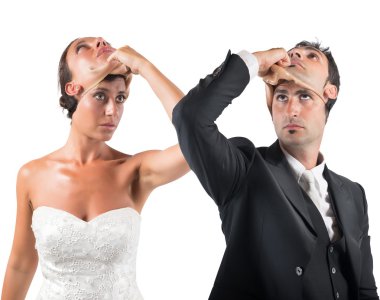False marriage between two people clipart