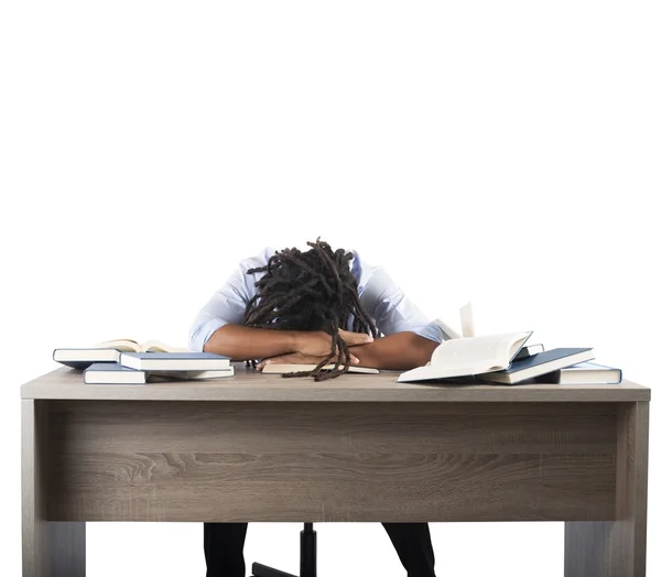 Homem cansado de estudar — Fotografia de Stock