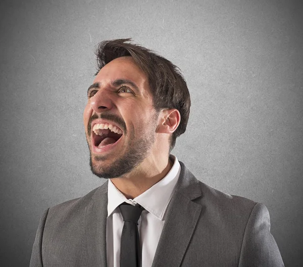 Desperate businessman screams — Stock Photo, Image