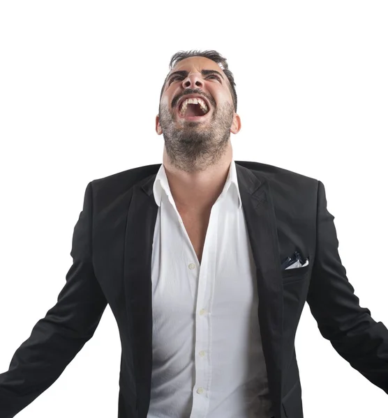 Anxious businessman screams — Stock Photo, Image