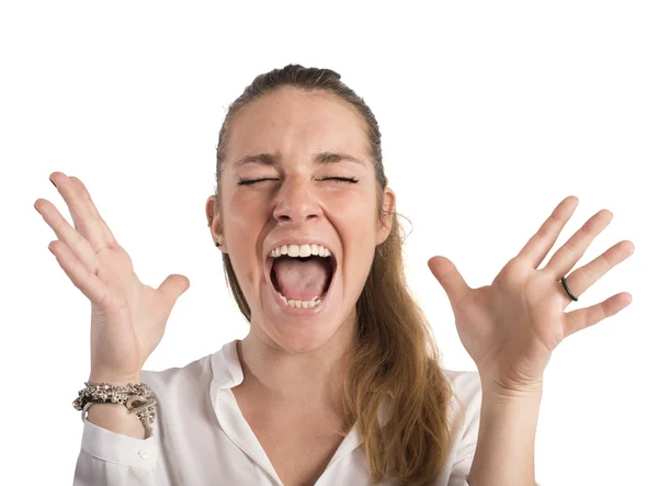 Desperate  businesswoman screams — Stock Photo, Image