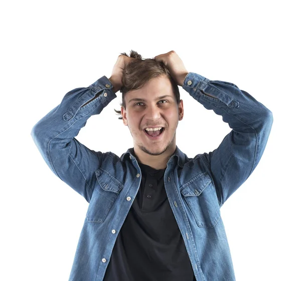 Homem gritando desesperadamente — Fotografia de Stock