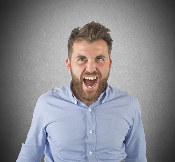 Aggressive businessman screams — Stock Photo, Image