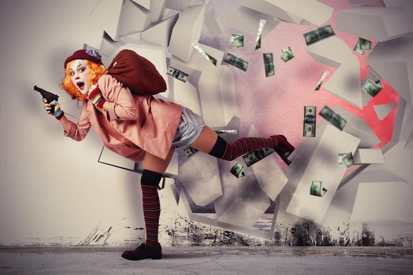 Mujer payaso ladrón —  Fotos de Stock
