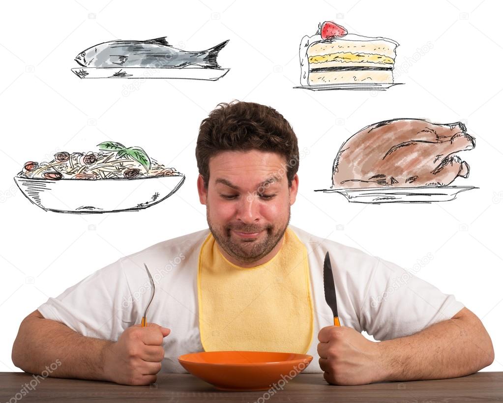 man thinks about what to eat