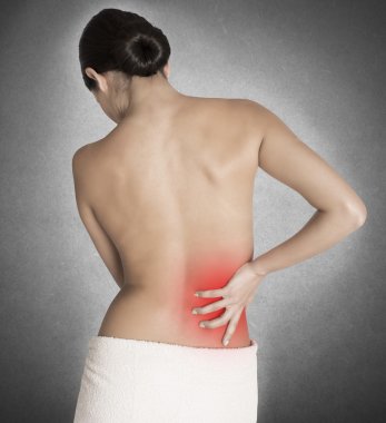 Woman with back pain clipart