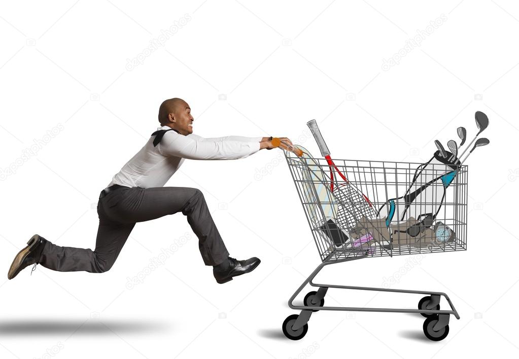 man run to go shopping