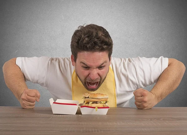 Man in front of a sandwich — Stock Photo, Image