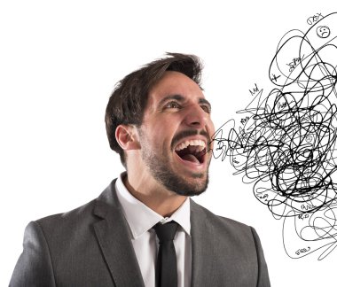 Stressed businessman screams clipart