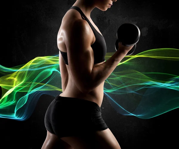 Muscular woman workout — Stock Photo, Image