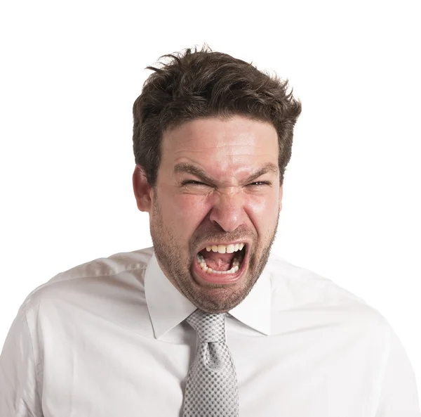 Businessman screams loudly — Stock Photo, Image