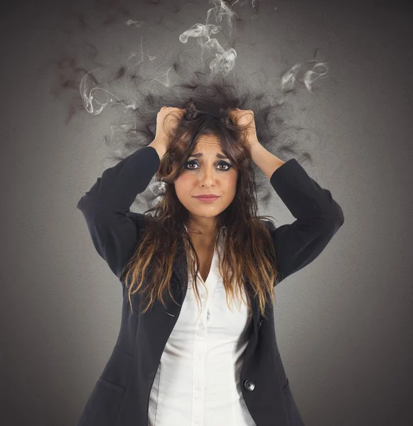 Stressed and desperate businesswoman — Stock Photo, Image