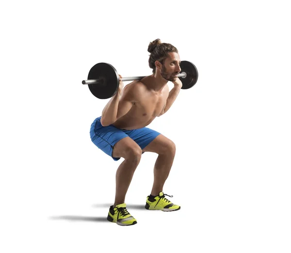 Homem formação com barbell — Fotografia de Stock