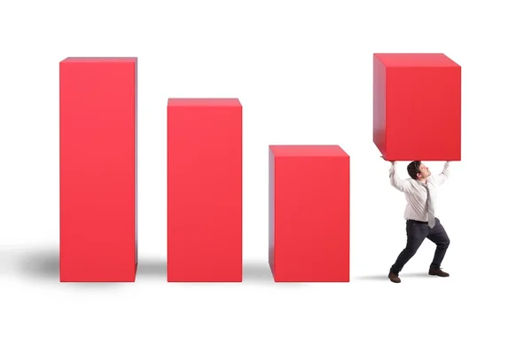 Empresário detém uma estatística com fadiga — Fotografia de Stock