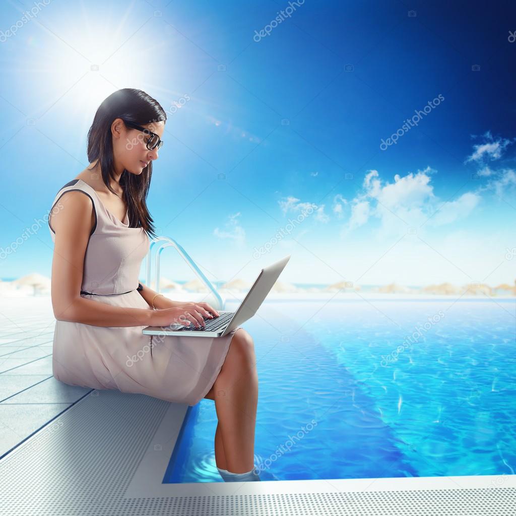 Businesswoman working with computer