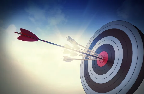 Target hit by arrows — Stock Photo, Image