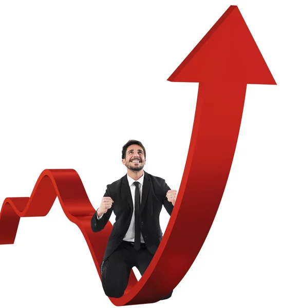 Businessman exults for economic success — Stock Photo, Image