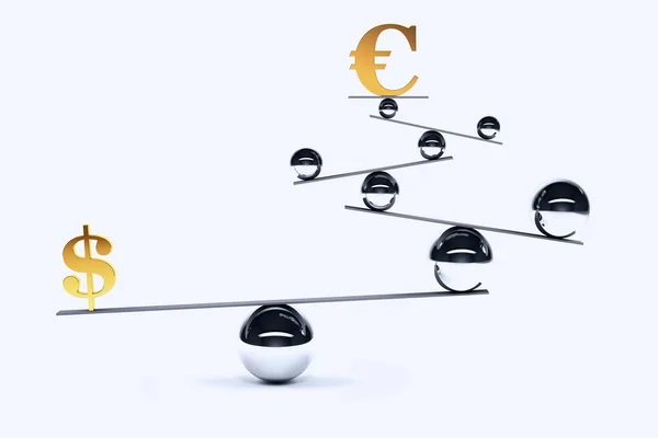 Euro y dólar en equilibrio — Foto de Stock