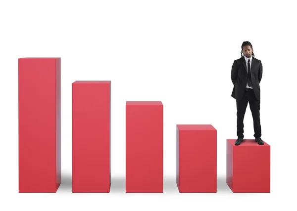 Businessman in the lowest step of statistics — Stock Photo, Image