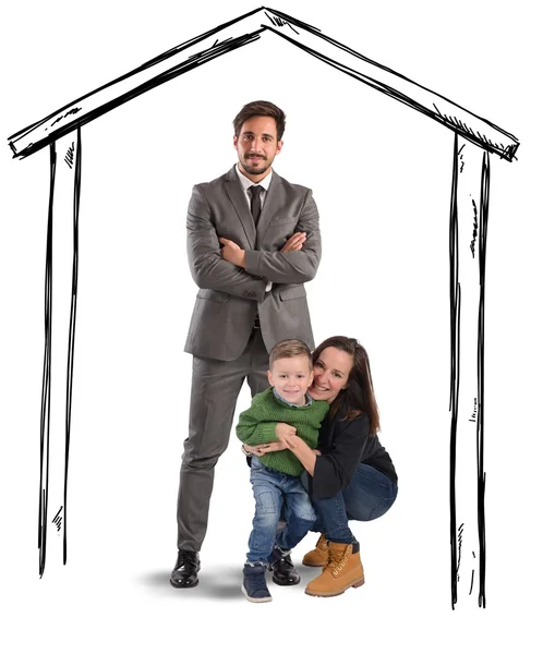 Vereinte und glückliche Familie in einem Haus — Stockfoto