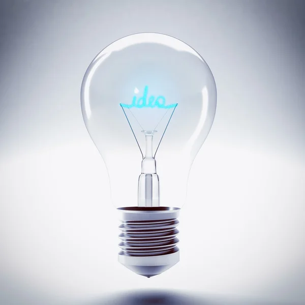 単語のアイデアと電球 — ストック写真