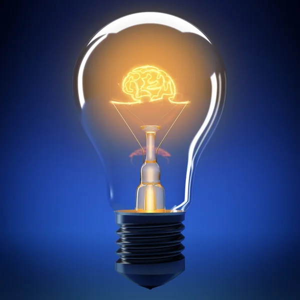 Żarówka światła mózgu — Zdjęcie stockowe