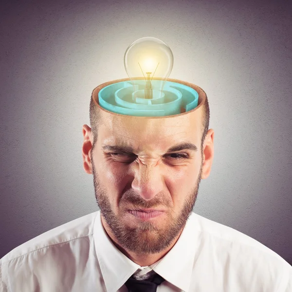 Businessman with the brain as a labyrinth — Stock Photo, Image