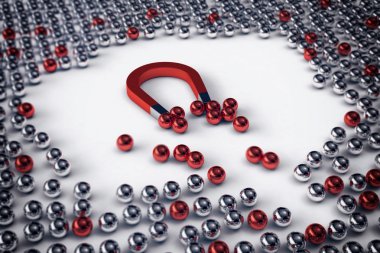magnet attracts the red balls clipart