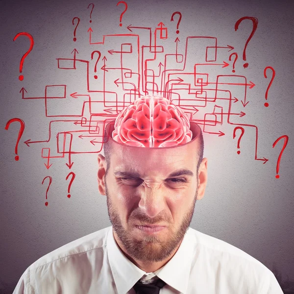 Brain of businessman with maze — Stock Photo, Image