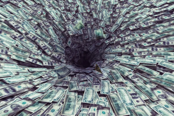 Gran agujero negro chupa dinero — Foto de Stock