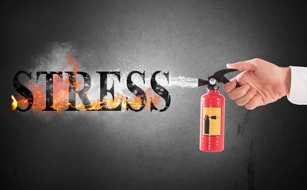 Feuerlöscher aus dem Wort Stress — Stockfoto