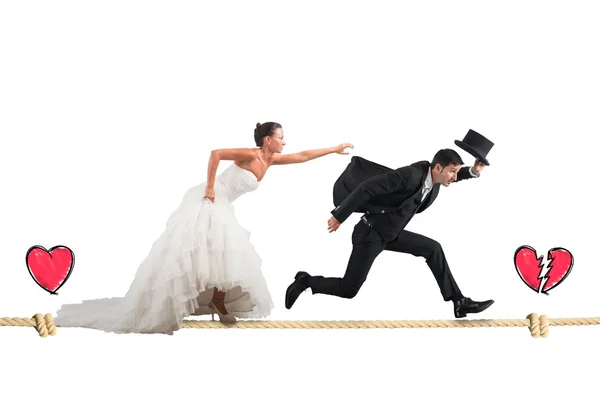 Manžel uteče od manželky — Stock fotografie