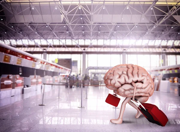 Brain escape with luggage — Stock Photo, Image