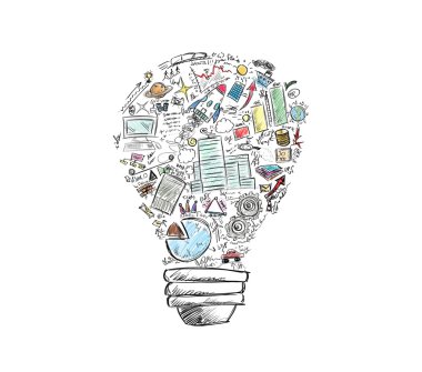 light bulb with business symbols clipart